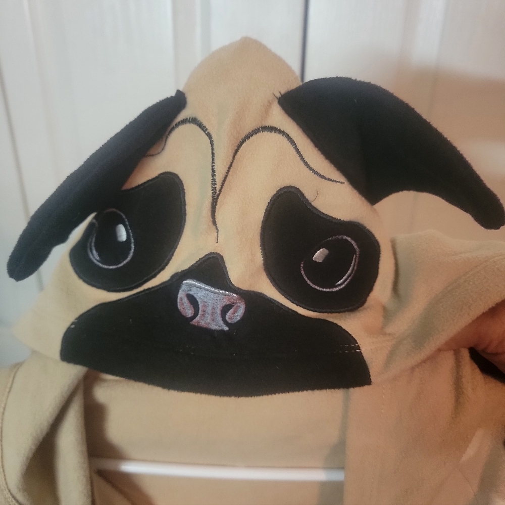 Beige Pug Onesie with Black Paw Prints - Picture 6 of 7